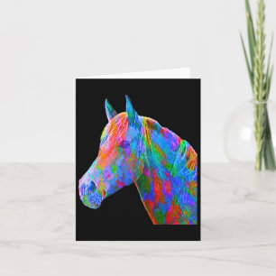 Cartão Cavalo Colorido Horse-back Andando Sobre Artsy Ho