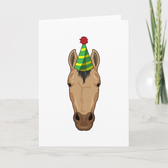 Cartão Cavalo com chapéu de festa (Frente)