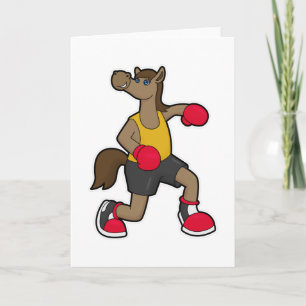 Cartão Cavalo como boxeador com luvas de boxe