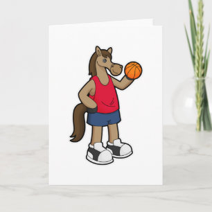 Cartão Cavalo como jogador de basquete com bola de basque