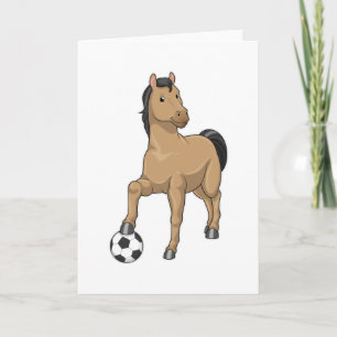 Cartão Cavalo como jogador de futebol com bola de futebol