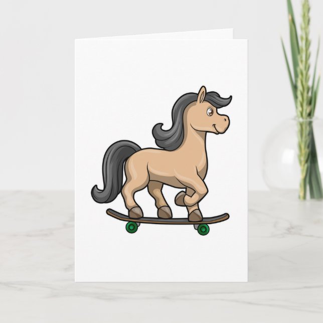 Cartão Cavalo como Patinador com skate (Frente)