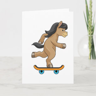 Cartão Cavalo como Patinador com skate