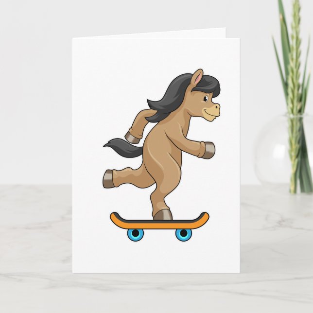 Cartão Cavalo como Skater com Skate (Frente)