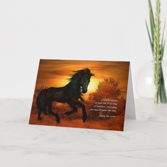 Cartão Cavalo de Aniversário ao Sol - Engraçado (Frente)