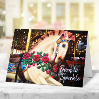Cavalo de Carrossel Born to Sparkle Calligraphy Fo