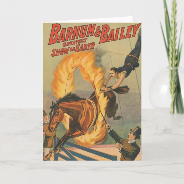 Cartão Cavalo De Circo Pulando Através De Um Alvo Avoador (Frente)