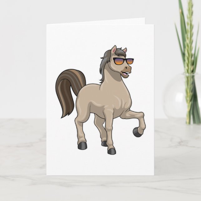 Cartão Cavalo de Óculos de Sol (Frente)