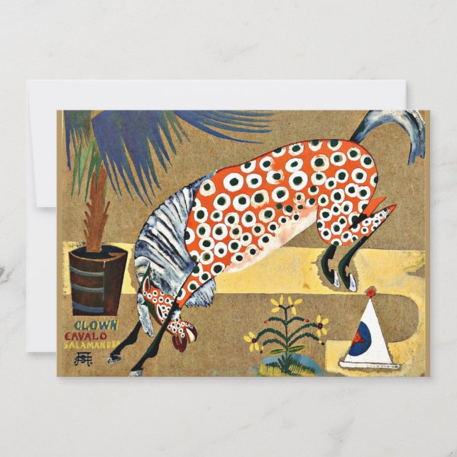 Cartão Cavalo de Palhaço, pintura de arte, (Frente)
