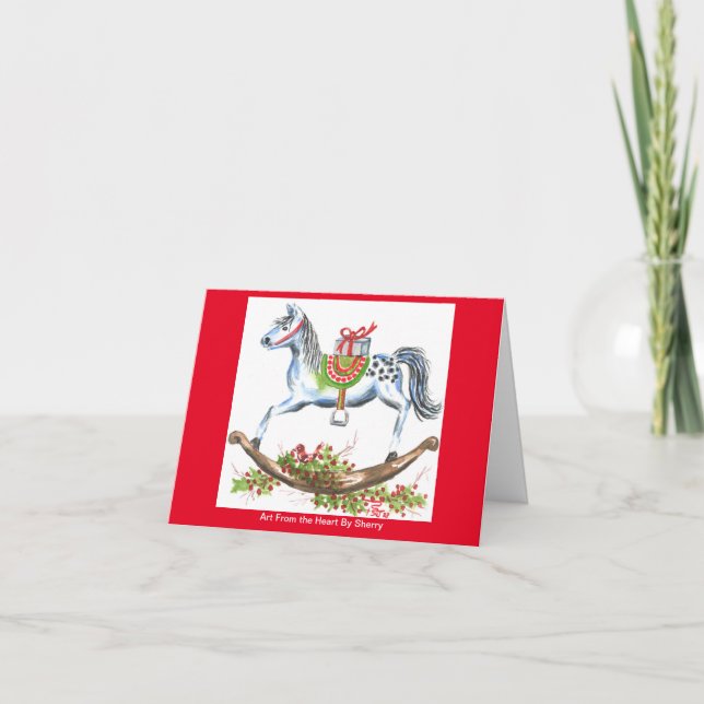 Cartão Cavalo de Rocco de Natal com Pacote (Frente)