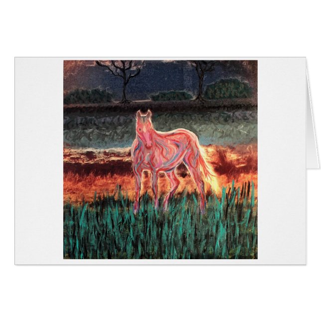 Cartão Cavalo de Sonho Espírito, Pintado (Frente Horizontal)