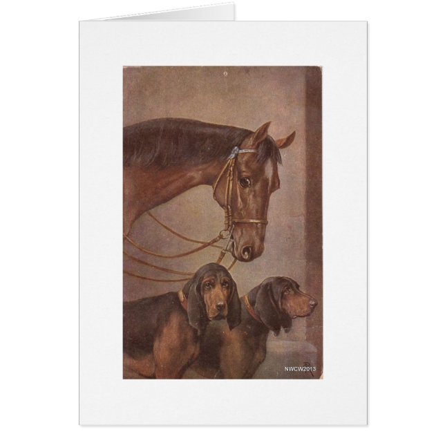 Cartão Cavalo e cães (Frente)