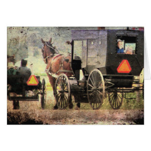 Cartão Cavalo e carrinho de Amish