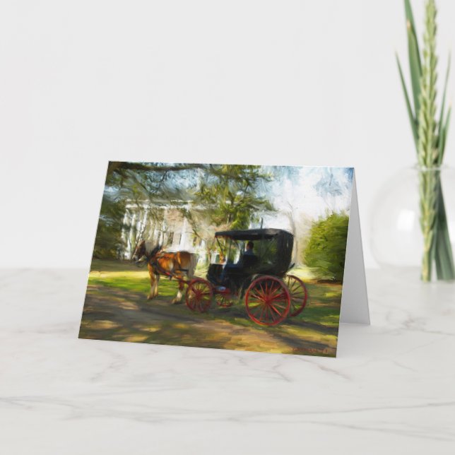 Cartão Cavalo e carrinho de espera do Belle (Frente)