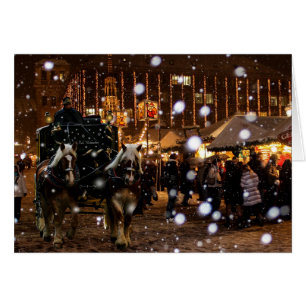 Cartão Cavalo e carruagem em Nuremberg no Natal