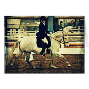 Cartão Cavalo e cavaleiro do adestramento