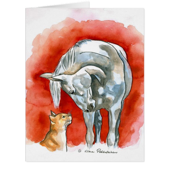 Cartão Cavalo e gato (Frente)