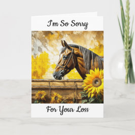 Cartão Cavalo e girassol | Desculpe pela perda