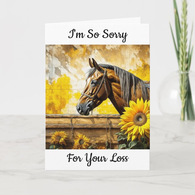 Cartão Cavalo e Girassol | Desculpe pelo seu Prejuízo (Frente)