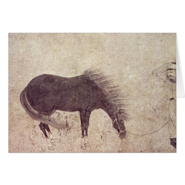 Cartão Cavalo e noivo no inverno (Frente Horizontal)