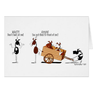 Cartão Cavalo engraçado na frente dos desenhos animados