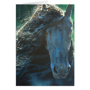 Cartão Cavalo Frísia, garanhão preto