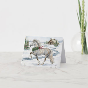 Cartão Cavalo Islandês Festivo em Paisagem de Inverno