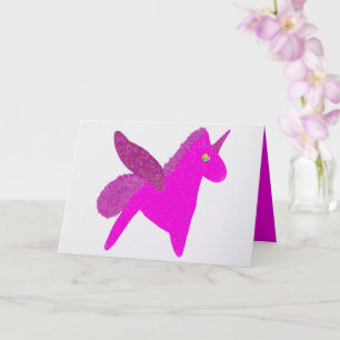 Cartão Cavalo mágico fucsía brilhante pegaso glitter