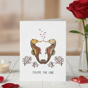 Cartão Cavalo-Marinho Eu Te Amo Romance Aniversário