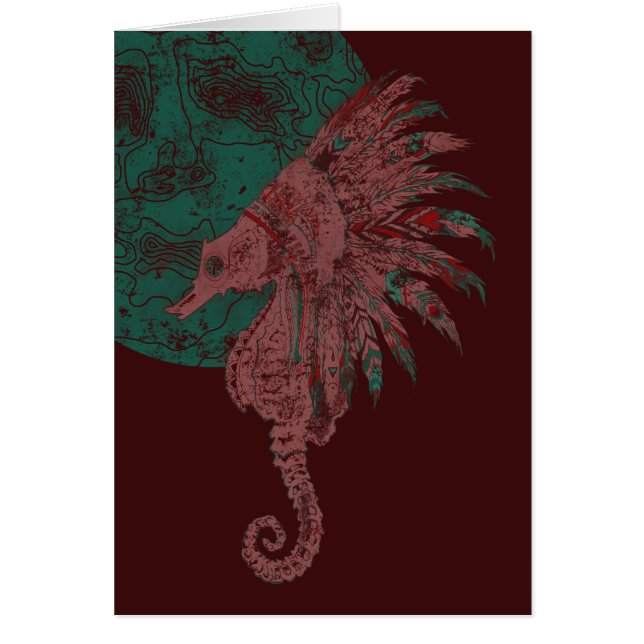 Cartão cavalo marinho pela lua (Frente)