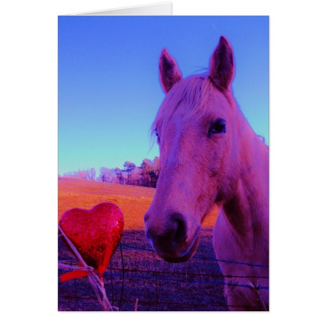 Cartão Cavalo Marrom e Coração Vermelho (Frente)