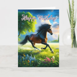 Cartão Cavalo Mustang Feliz Aniversário 