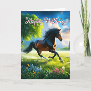 Cartão Cavalo Mustang Feliz Aniversário 