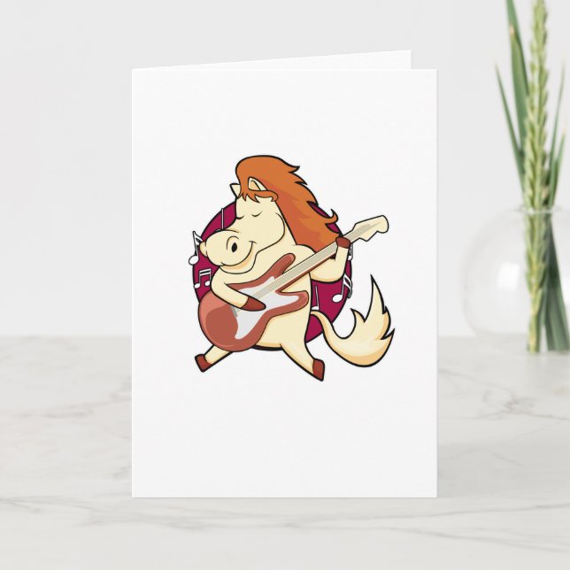 Cartão Cavalo na Música com Guitarra (Frente)