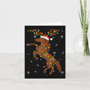 Cartão Cavalo Papai Noel Feio Noel Luzes de Árvore de Nat