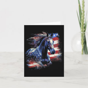 Cartão Cavalo Patriótico Americano Bandeira Horseback Win