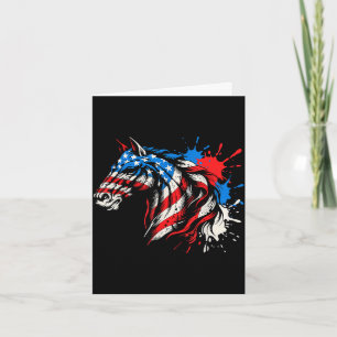 Cartão Cavalo patriótico arte splash bandeira americana P