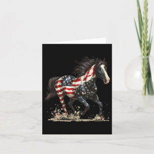 Cartão Cavalo Patriótico Bandeira EUA Vintage Cavalo 4 de