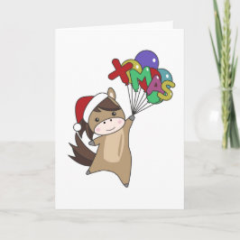 Cartão Cavalo Pônei Natal Inverno Animais Cavalos