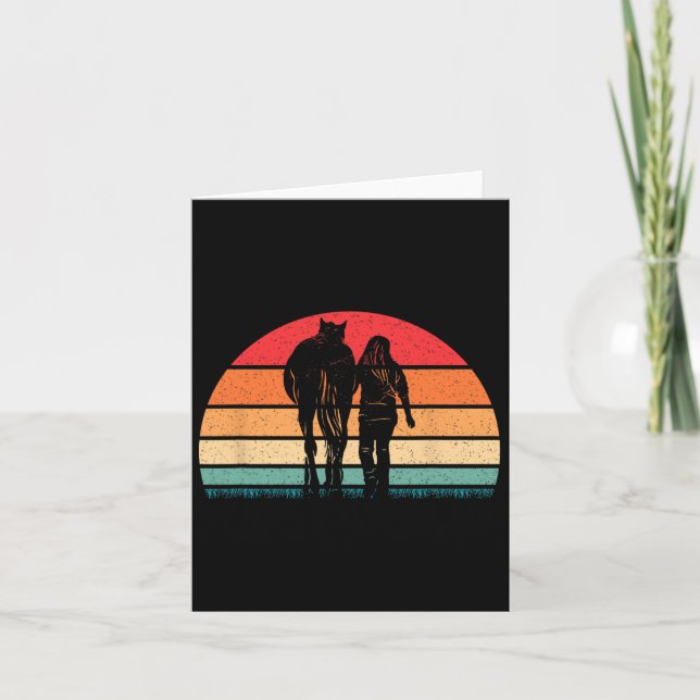 Cartão Cavalo-Retro Rastreando Mulheres de Vaqueira Ocide (Frente)