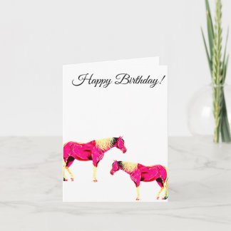 Cartão cavalo rosa feliz aniversário