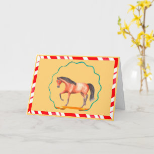 Cartão Cavalo Saltitante com Fitas de Natal