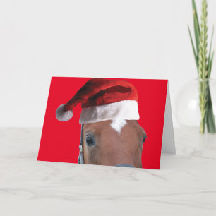 Cartão Cavalo vestindo chapéu de Papai Noel no Natal