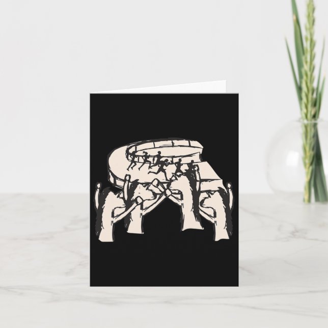 Cartão Cavalos Apostando Em Humanos Correndo Com Presente (Frente)