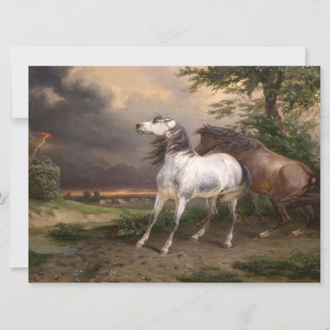 Cartão Cavalos Assustados pela Tempestade (por Carle Vern (Frente)