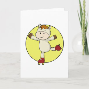 Cartão Cavalos como skater em linha e Skates em linha