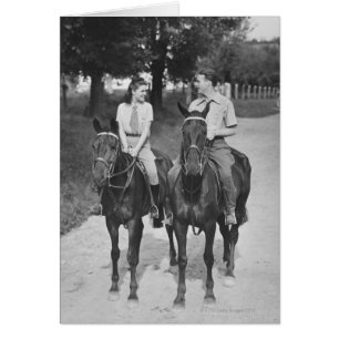 Cartão Cavalos de equitação do casal