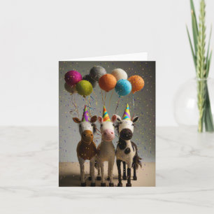 Cartão Cavalos de festa com balões coloridos