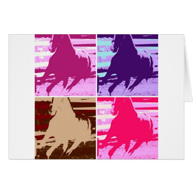 Cartão Cavalos de pop Art (Frente Horizontal)