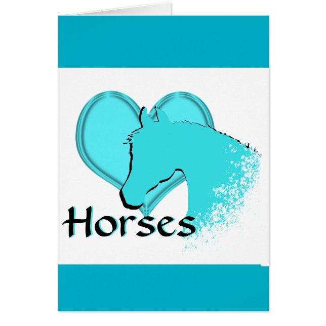 Cartão Cavalos do Coração III (aqua) (Frente)